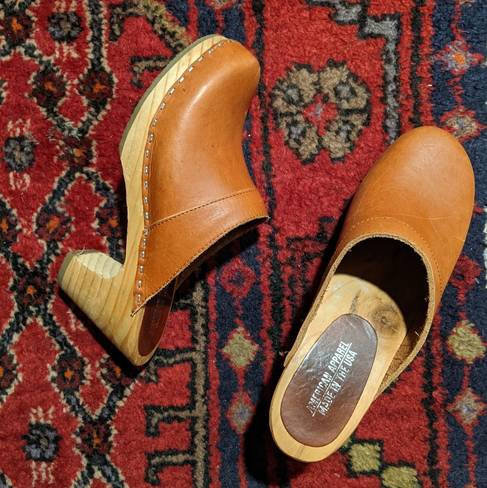 American Apparel leather clogs